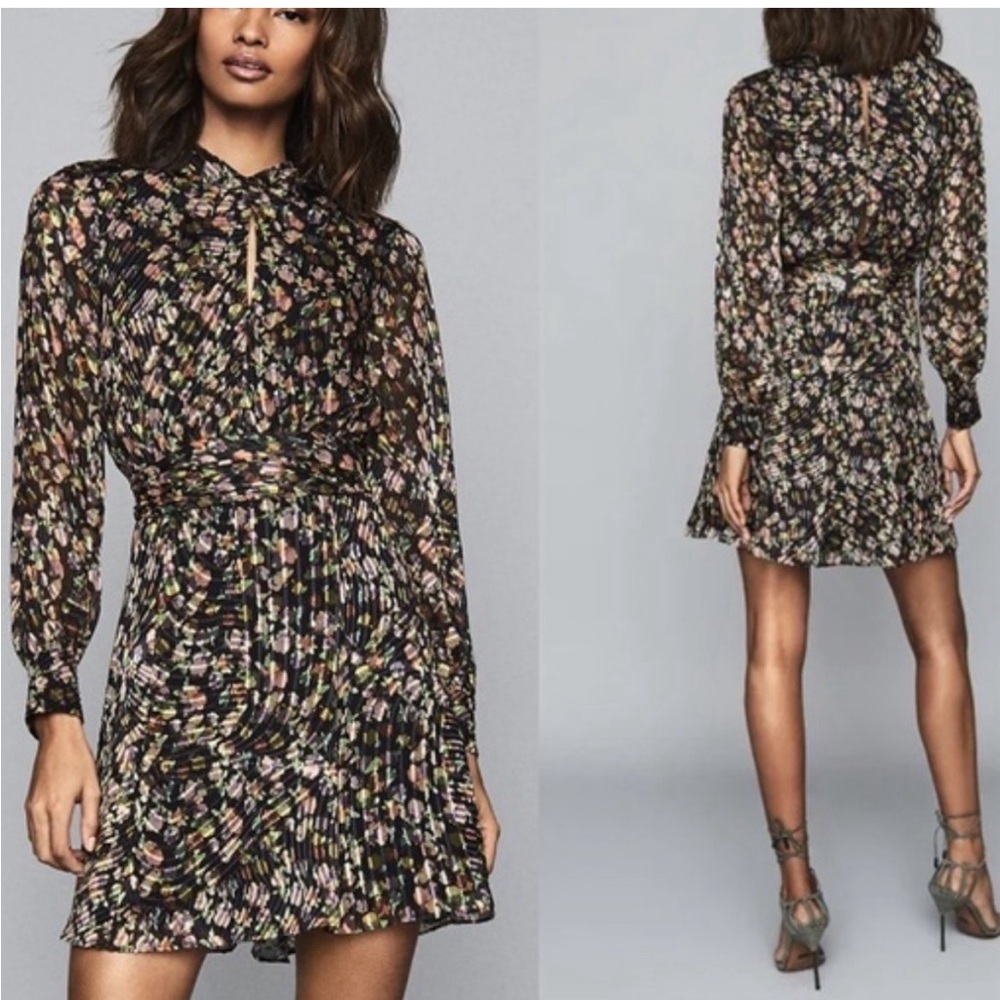 REISS Phillippa Silk Blend Burnout Mini Dress, size US 8, brand new with tags!